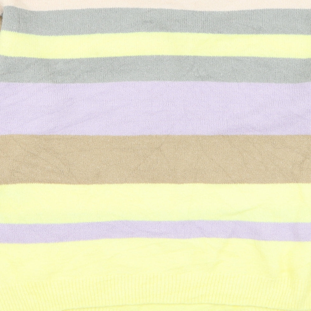 Dorothy Perkins Womens Multicoloured Round Neck Striped Acrylic Pullover Jumper Size 14