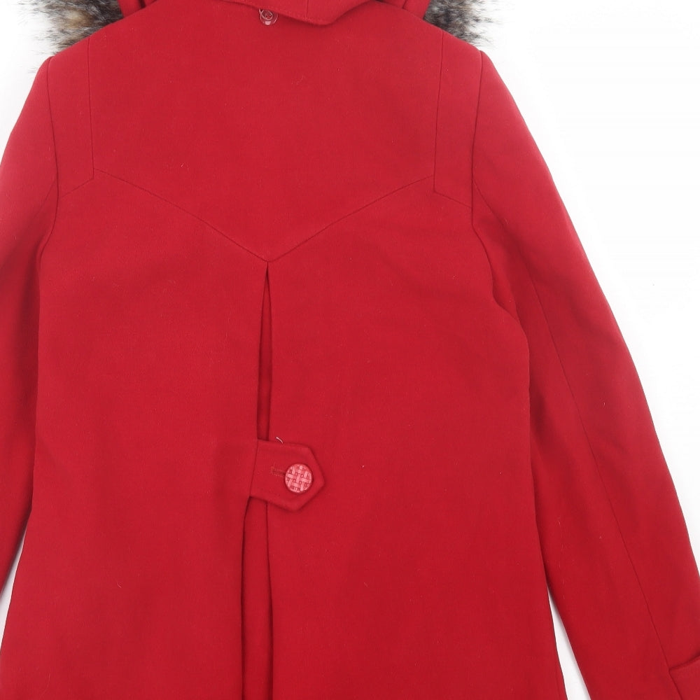 Favori Womens Red Pea Coat Coat Size 8 Button - Bobbles