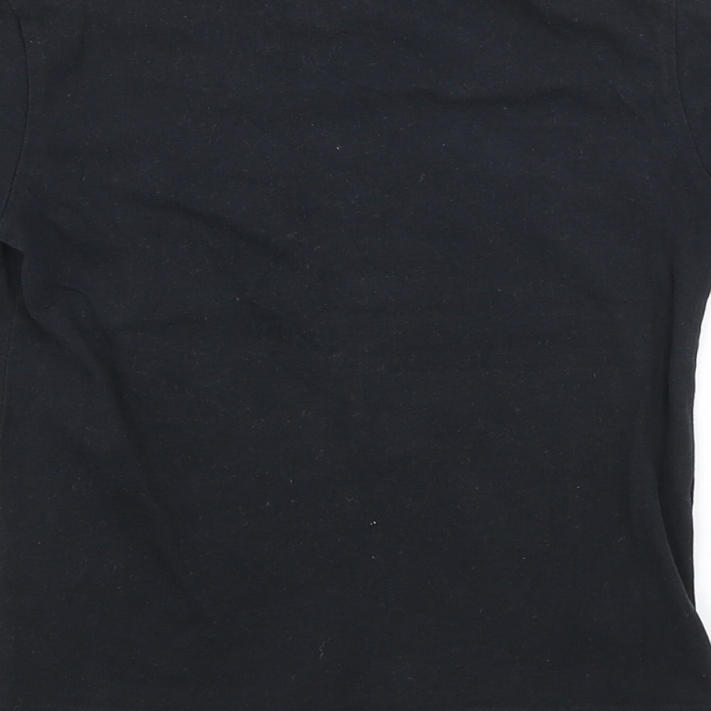 NEXT Girls Black Cotton Basic T-Shirt Size 5 Years Round Neck Pullover - Flipback