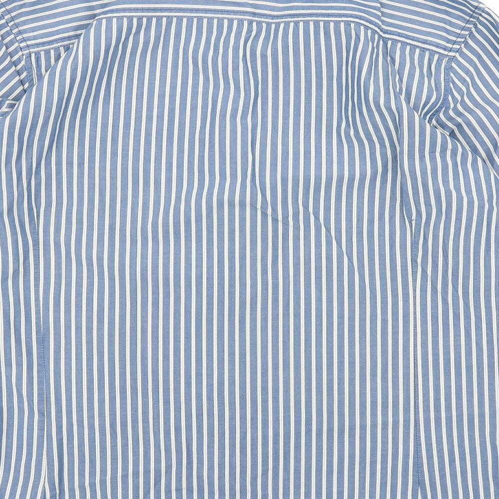 NEXT Mens Black Striped Cotton Button-Up Size S Collared Button