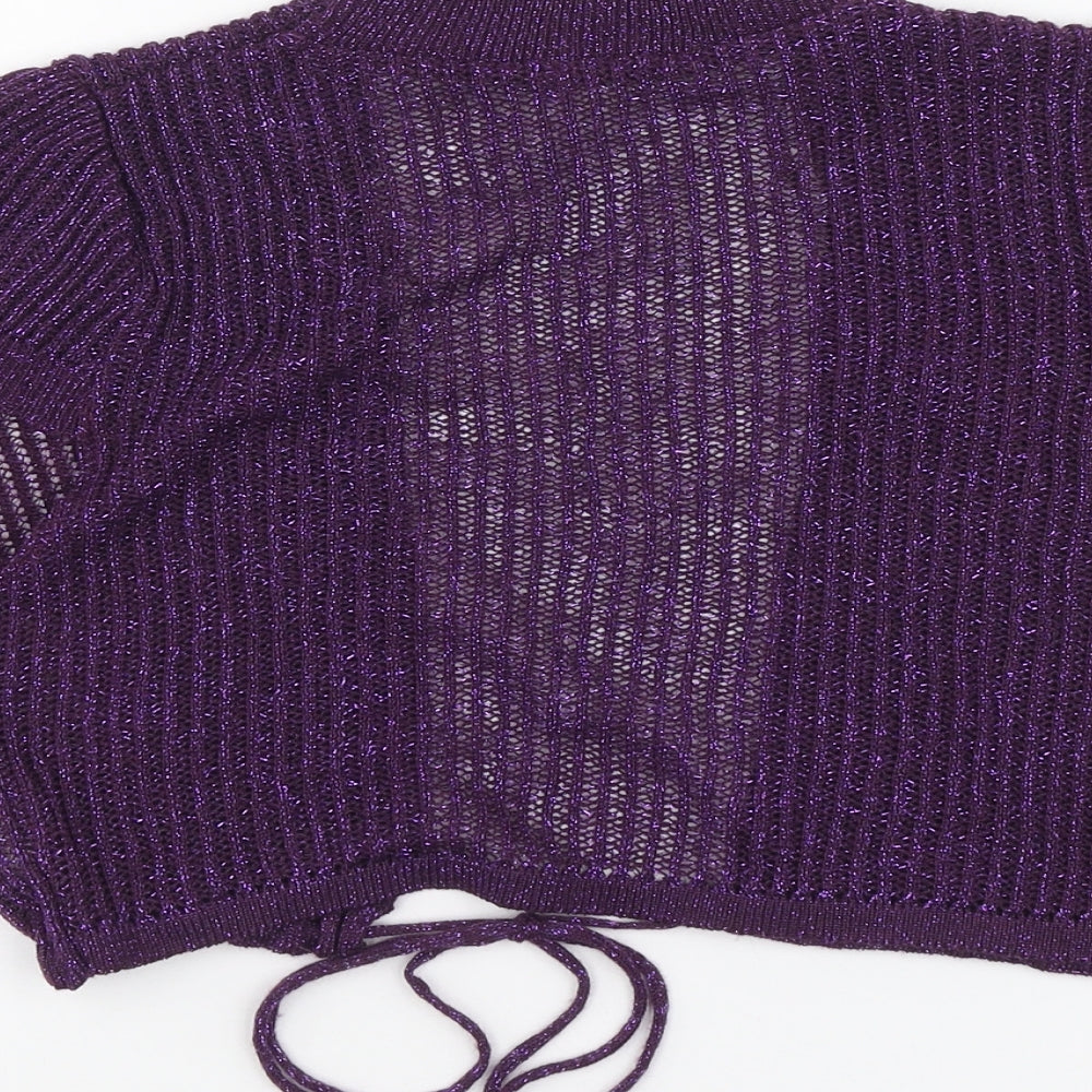 Therapy Womens Purple V-Neck Acrylic Shrug Jumper Size 10