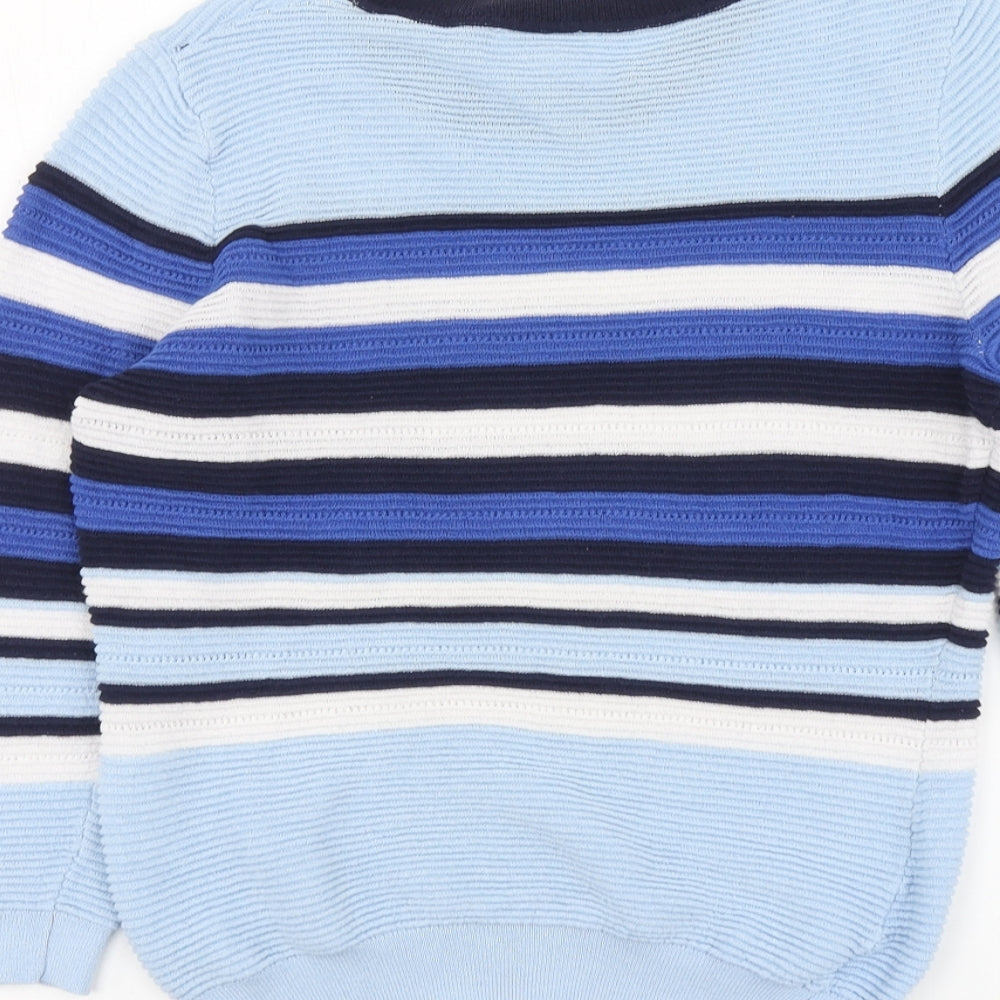 Savida Womens Blue Round Neck Striped Viscose Pullover Jumper Size M