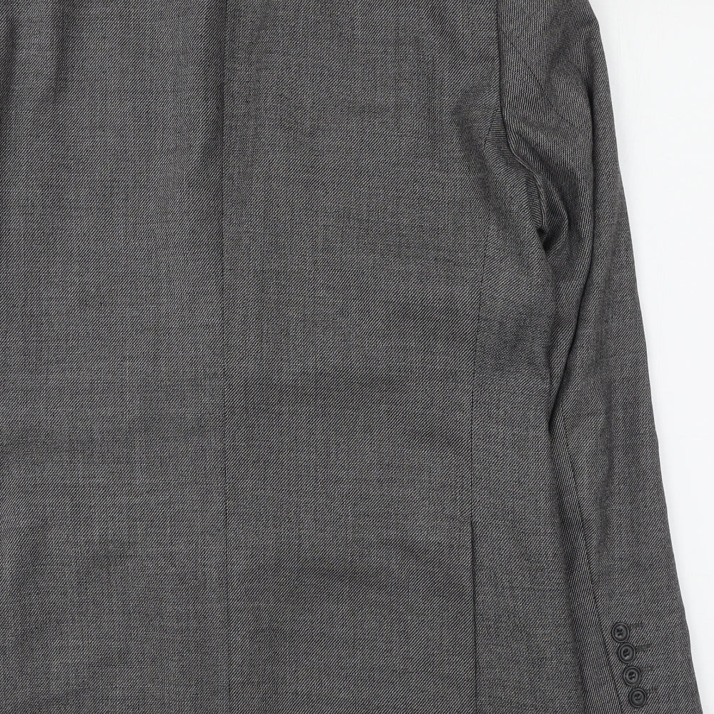 Marks & Spencer Mens Grey Herringbone Wool Jacket Suit Jacket Size L