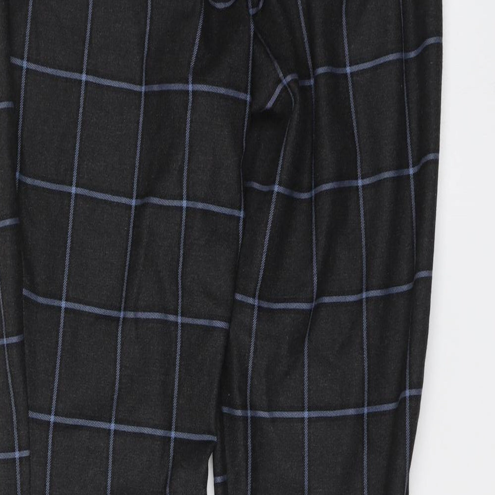 ASOS Womens Grey Plaid Cotton Trousers Size 10 L31 in Regular Button