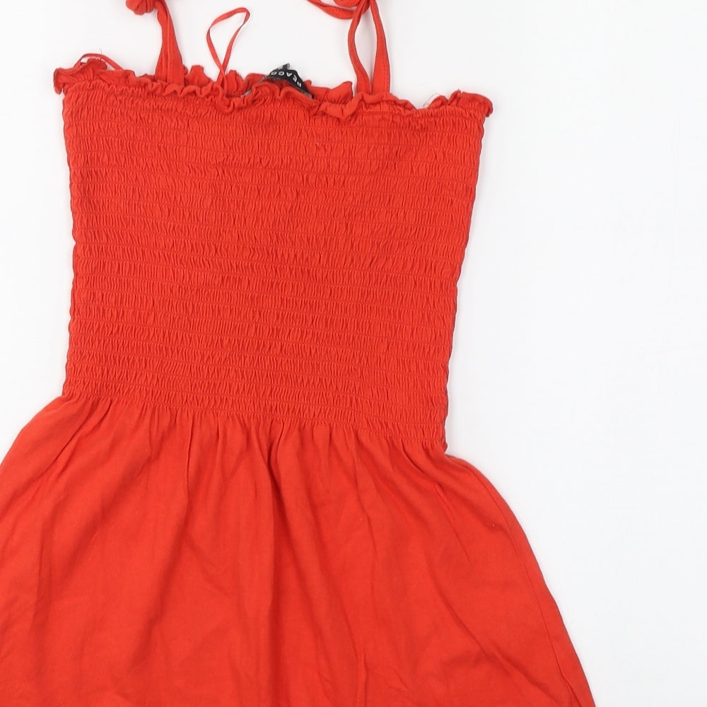 Peacocks Womens Orange Cotton Basic Blouse Size 10 Square Neck