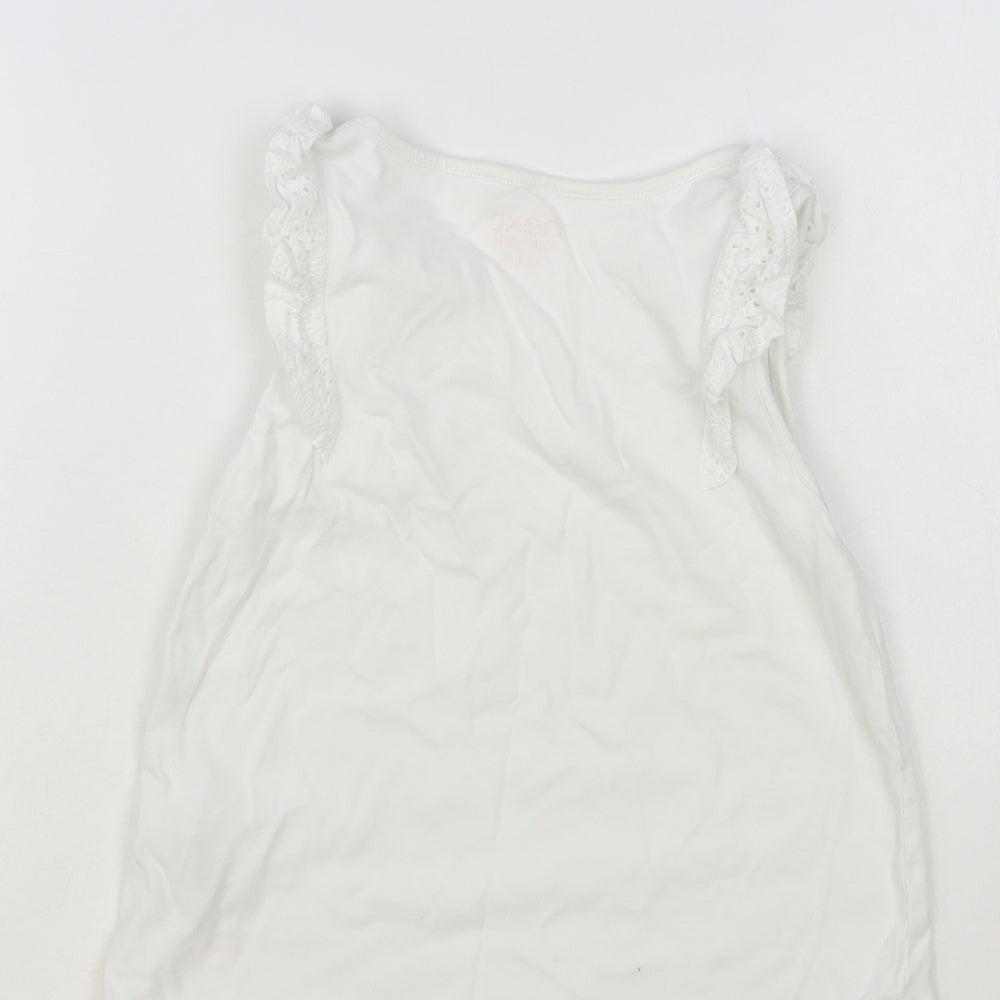 NEXT Girls White Cotton Basic Tank Size 4-5 Years Round Neck Pullover