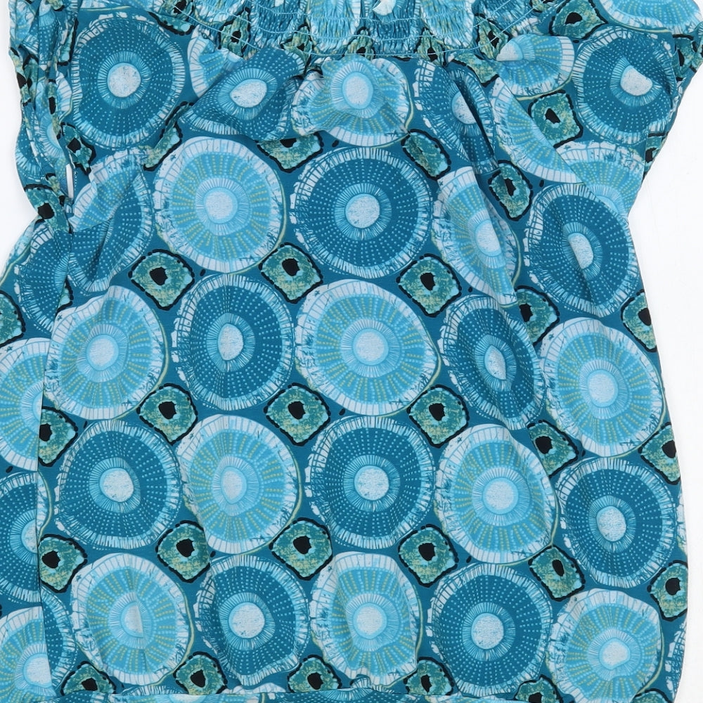 I-N-C Womens Blue Geometric Polyester Basic Blouse Size M Off the Shoulder
