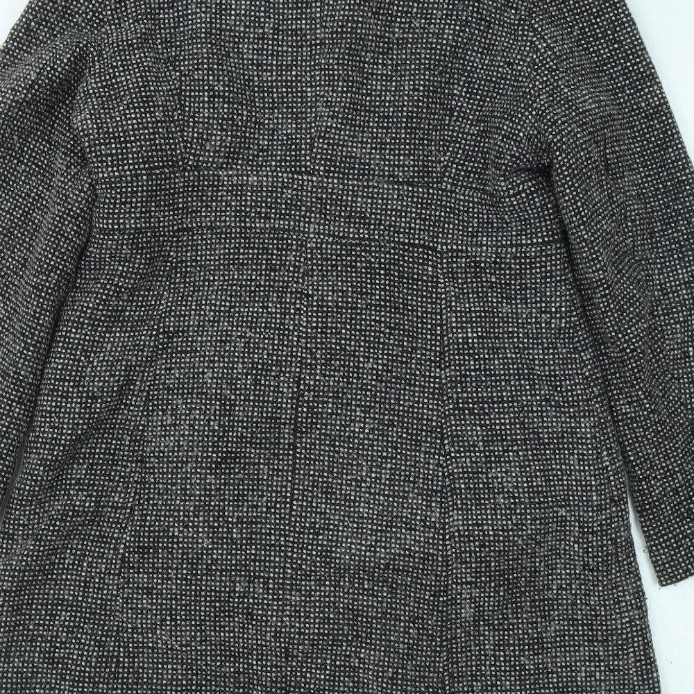 Debenhams Womens Black Overcoat Jacket Size 10 Hook & Eye