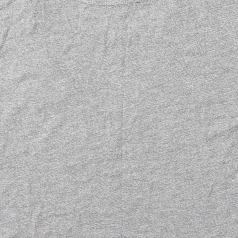 Pull&Bear Womens Grey Cotton Basic T-Shirt Size S Round Neck - Fake Alien
