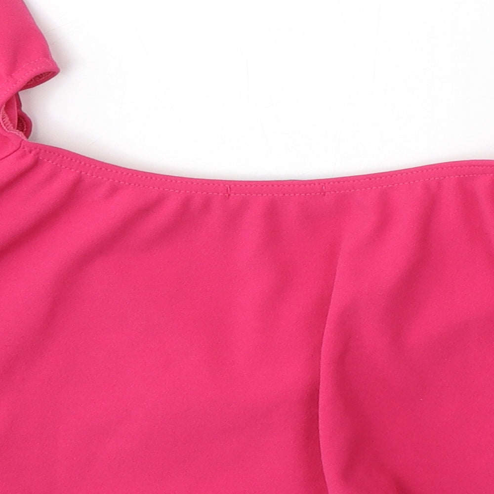 Missguided Womens Pink Polyester Cropped Blouse Size 8 Sweetheart