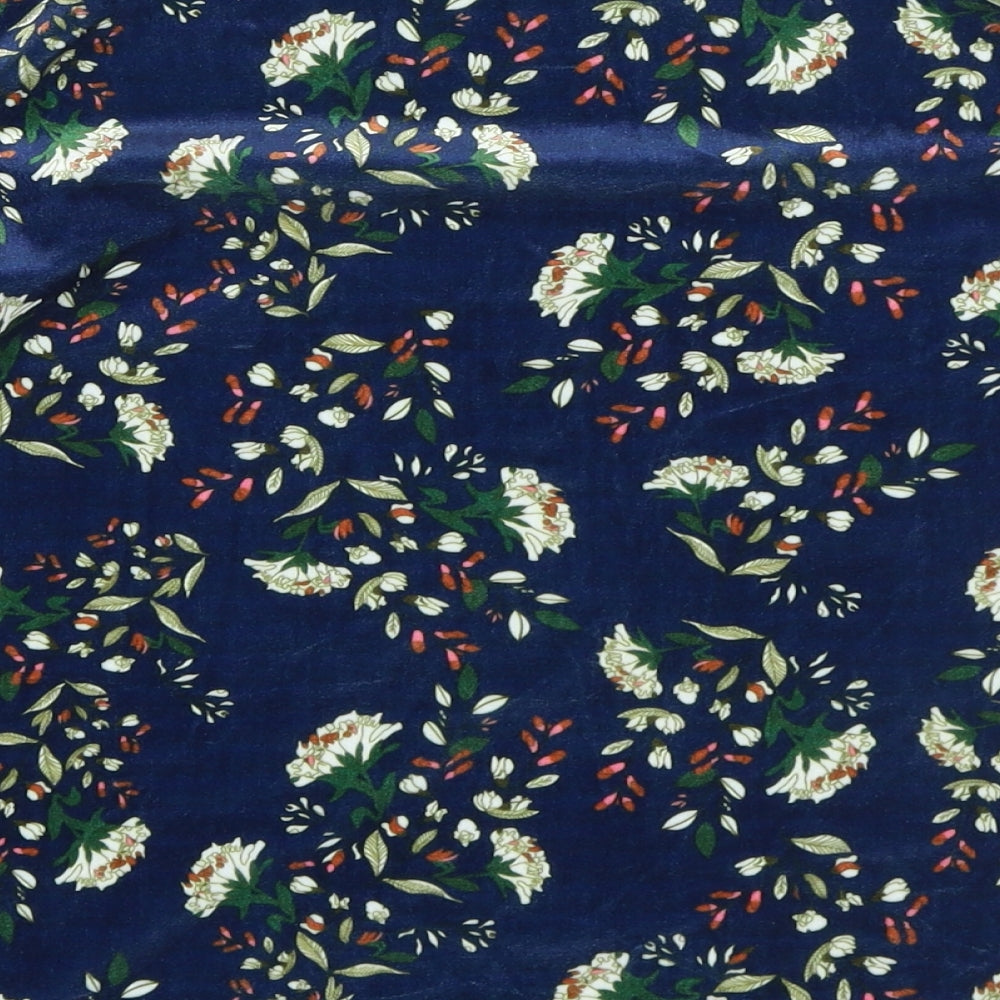 Cutie Womens Blue Floral Polyester Basic T-Shirt Size 12 Round Neck
