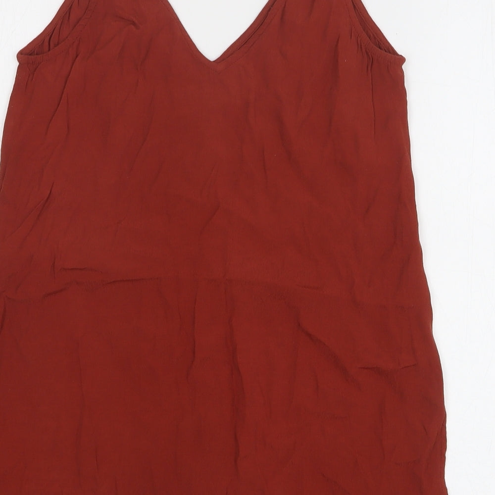 New Look Womens Orange Viscose Camisole Tank Size 8 V-Neck