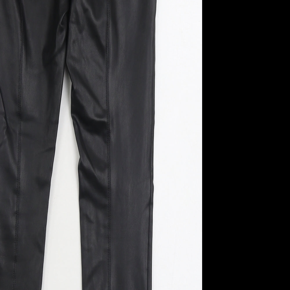 Miss Selfridge Womens Black Polyurethane Jegging Trousers Size 8 L29 in Regular Zip