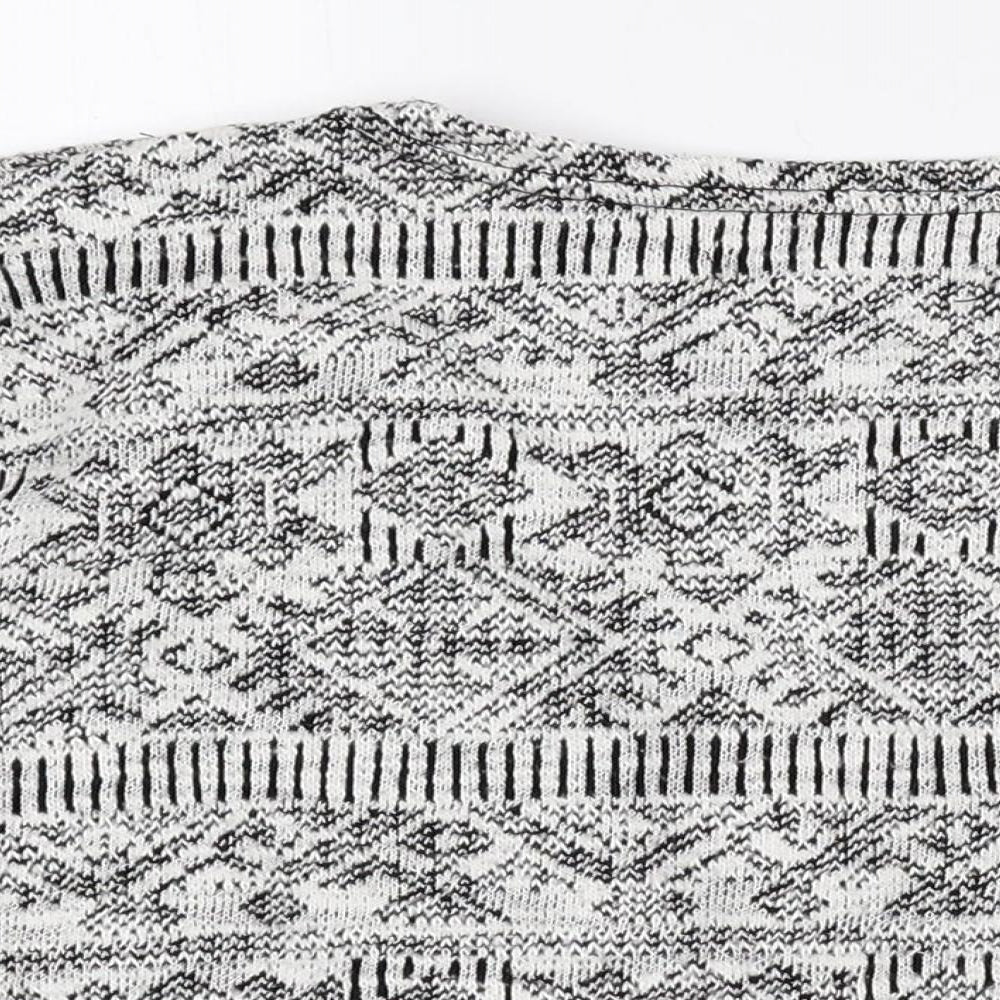 Atmosphere Womens Grey V-Neck Geometric Polyester Cardigan Jumper Size 14