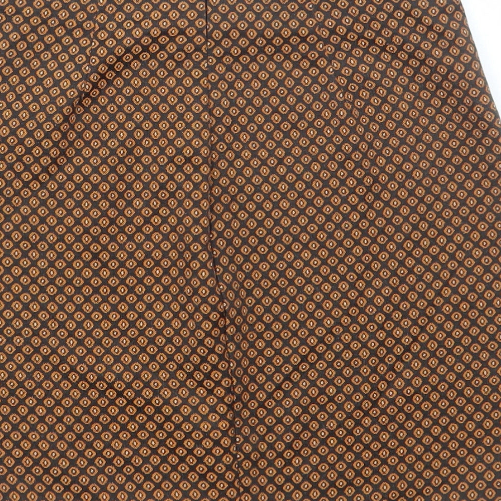 Pull&Bear Womens Orange Geometric Polyester Mini Skirt Size XS Zip