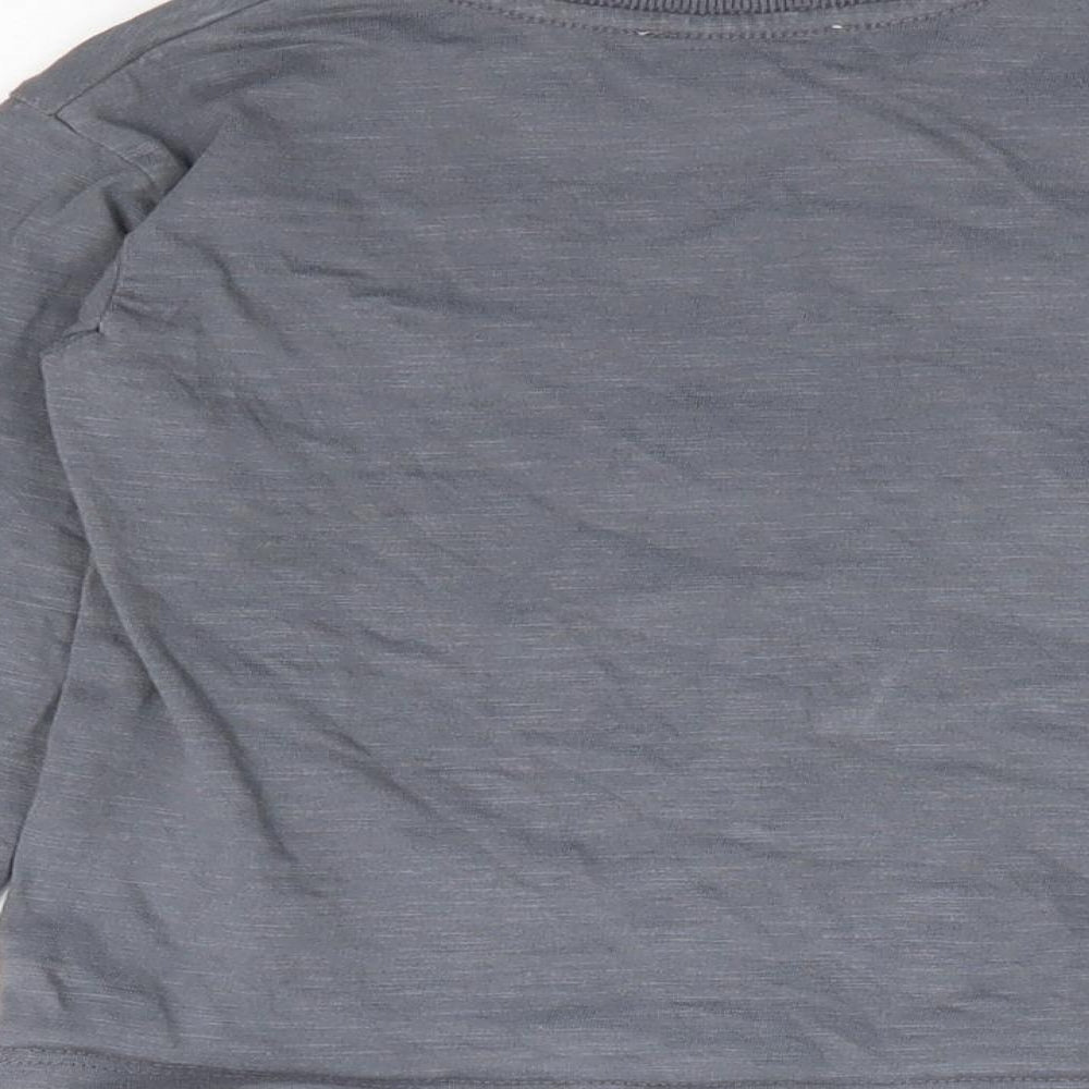 Mango Boys Grey 100% Cotton Basic Polo Size 12-18 Months Crew Neck Pullover - Dinosaur