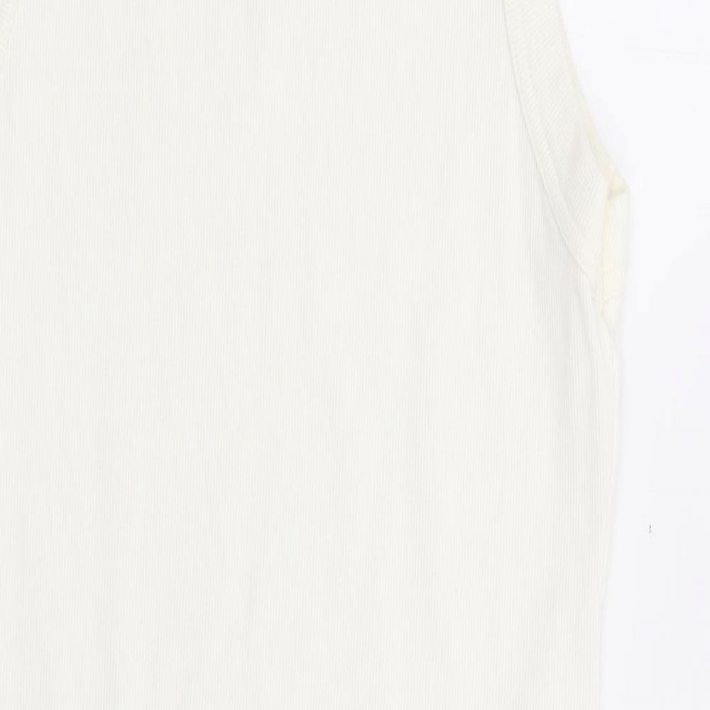 Divided by H&M Womens Ivory Cotton Tank Dress Size M Round Neck Pullover - Butterfly