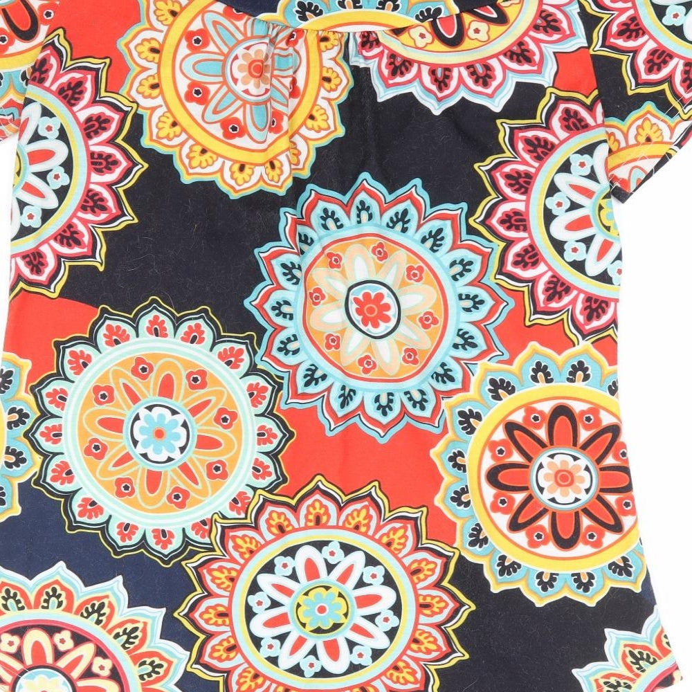 Preworn Womens Multicoloured Geometric Polyester Tunic T-Shirt Size M Scoop Neck