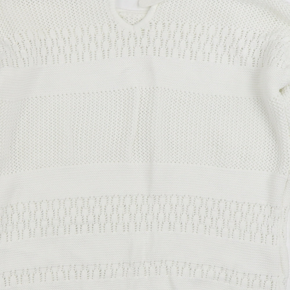 Dunnes Stores Womens White Boat Neck Cotton Pullover Jumper Size S