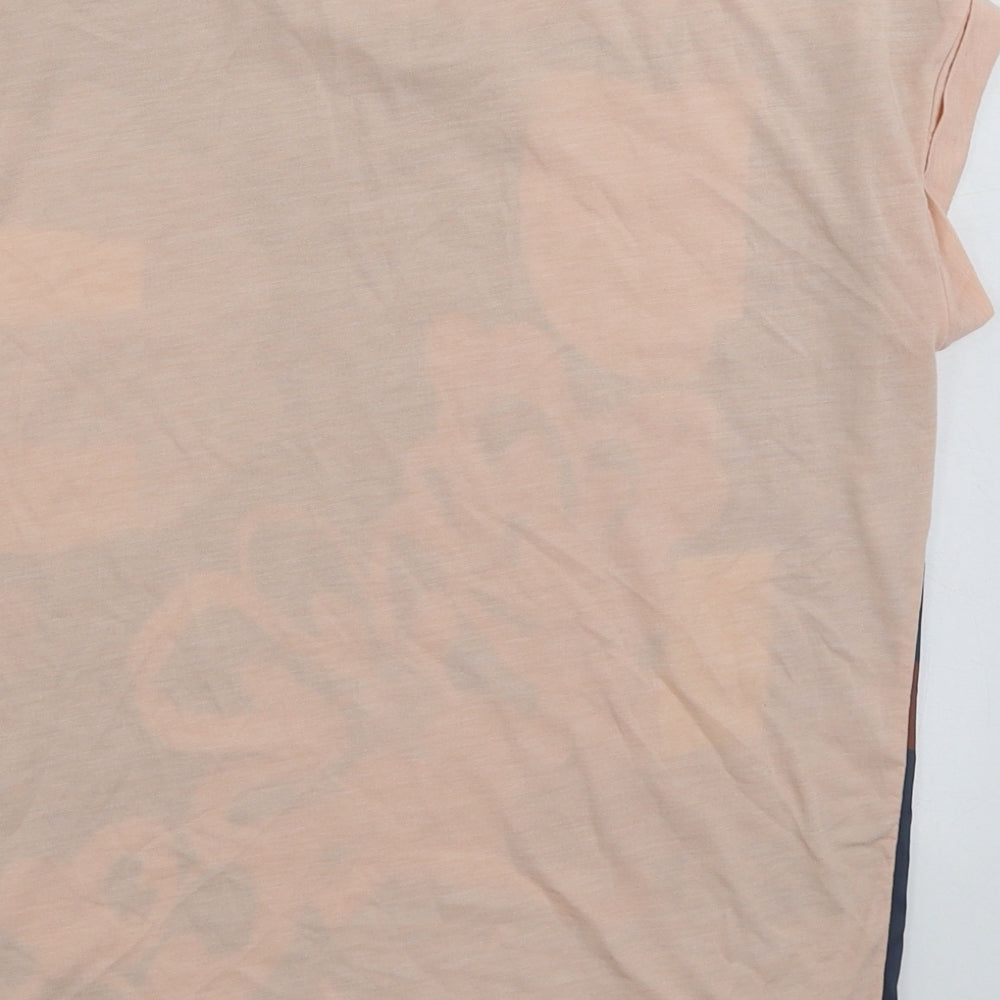 Dunnes Stores Womens Pink Geometric Polyester Basic T-Shirt Size S Boat Neck
