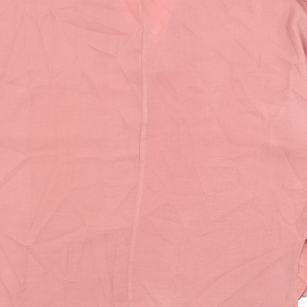 Peacocks Womens Pink Polyester Basic Blouse Size 10 V-Neck