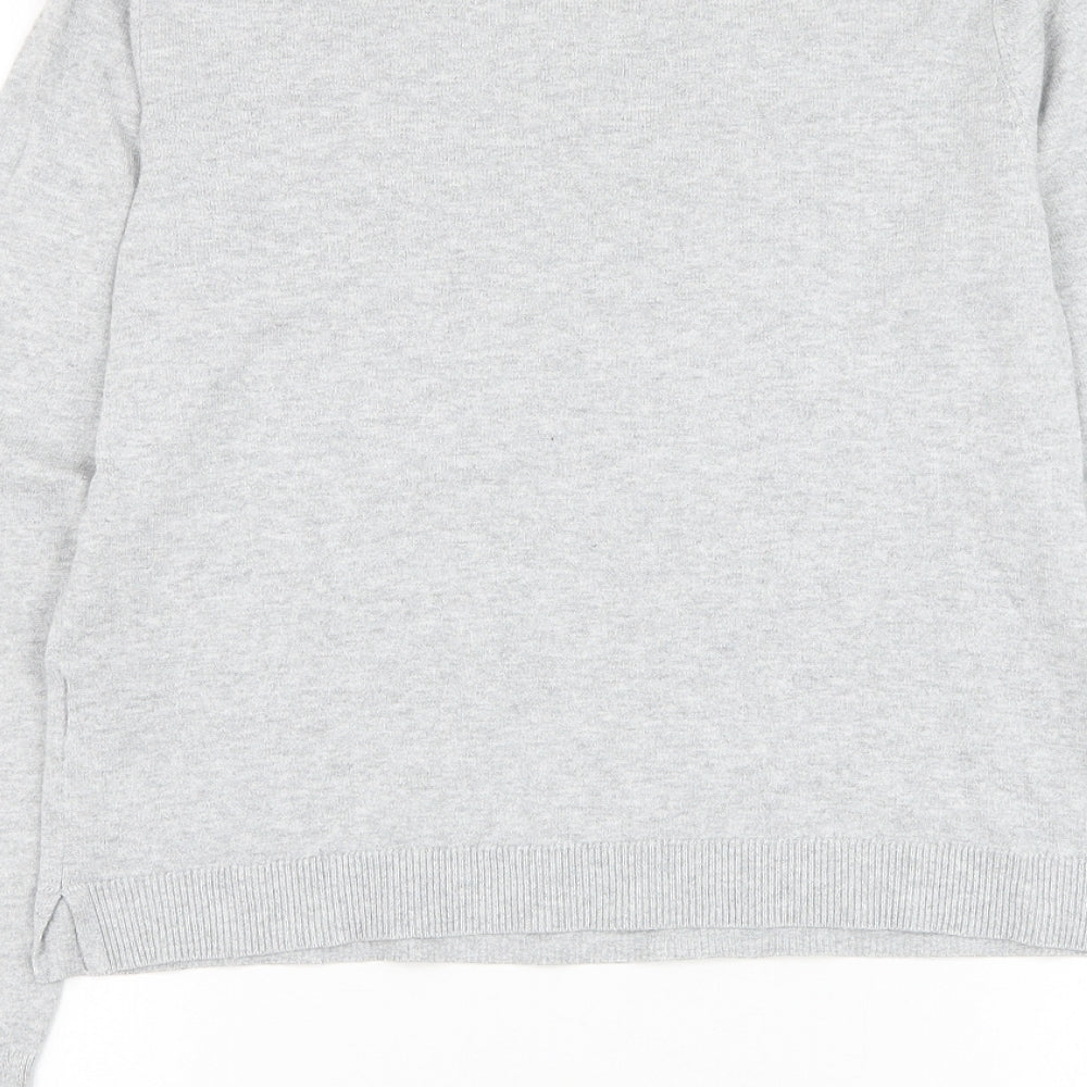 Oasis Womens Grey Round Neck Cotton Pullover Jumper Size S