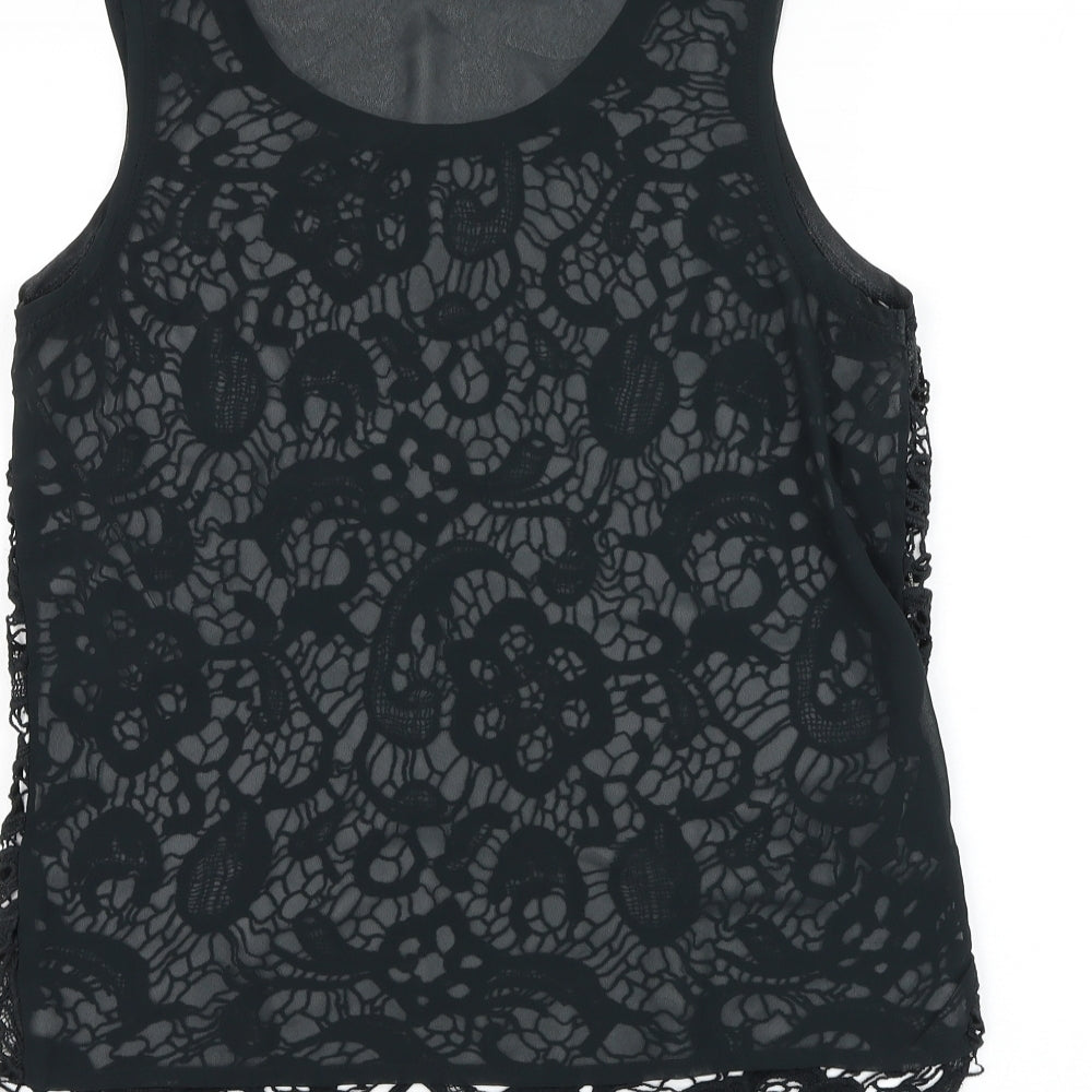Only Womens Black Floral Polyester Basic Blouse Size 12 Round Neck