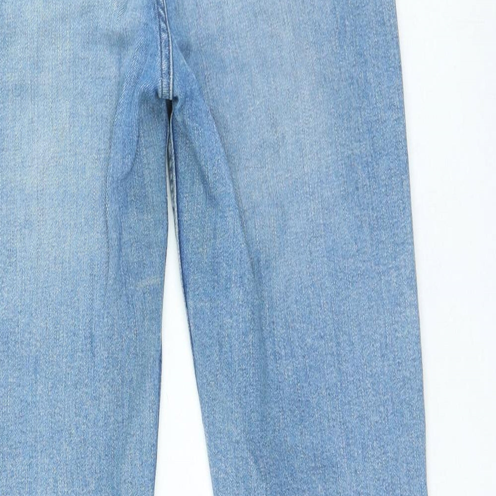 Preworn Womens Blue Cotton Straight Jeans Size 10 L24 in Regular Zip