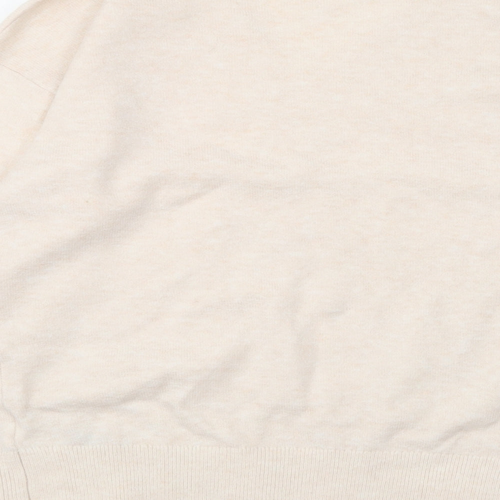 Marks & Spencer Womens Beige V-Neck Polyester Pullover Jumper Size XS