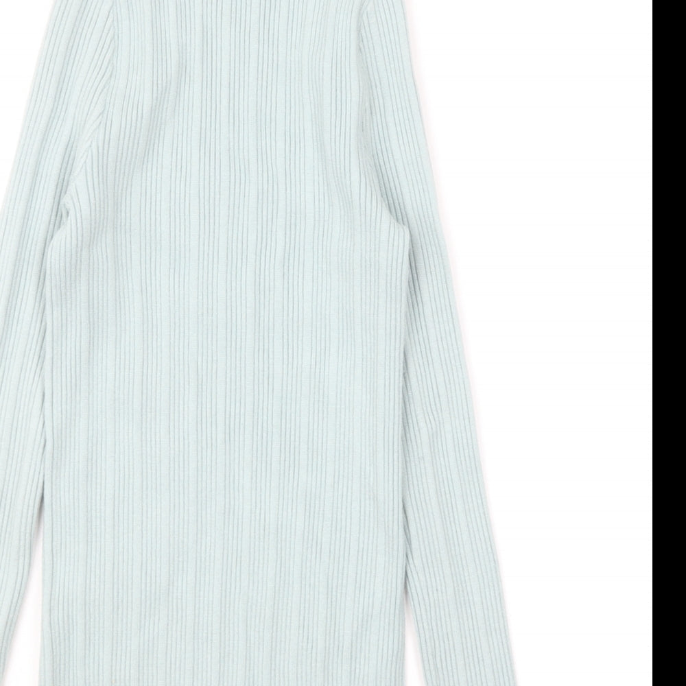 Fashion Union Womens Blue Mock Neck Viscose Pullover Jumper Size 8