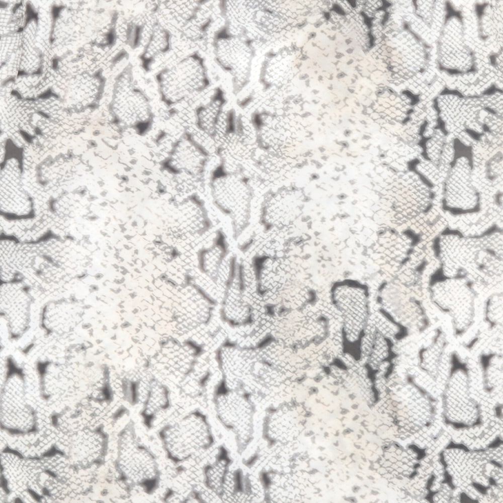 New Look Womens Beige Animal Print Polyester Basic Blouse Size 12 V-Neck - Snake Print