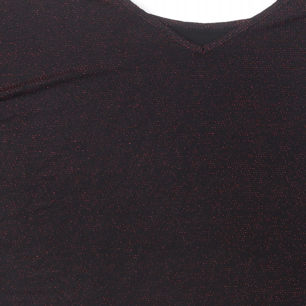 Simon Jeffrey Womens Black Nylon Basic T-Shirt Size 12 Collared