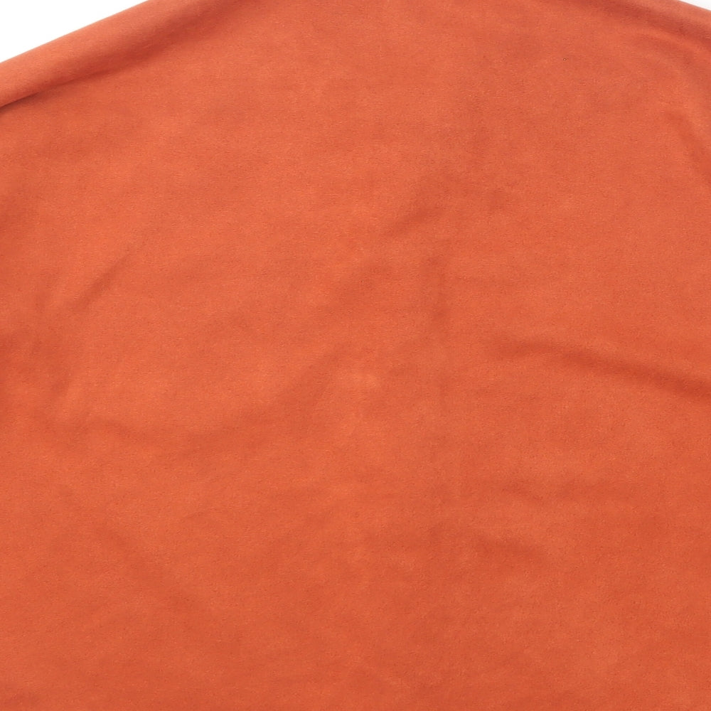Preworn Womens Orange Polyester Basic Button-Up Size L Collared