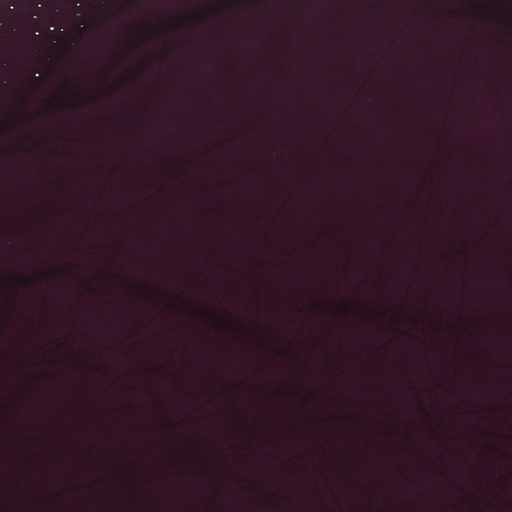 Stock Shop Womens Purple Round Neck Viscose Pullover Jumper Size L