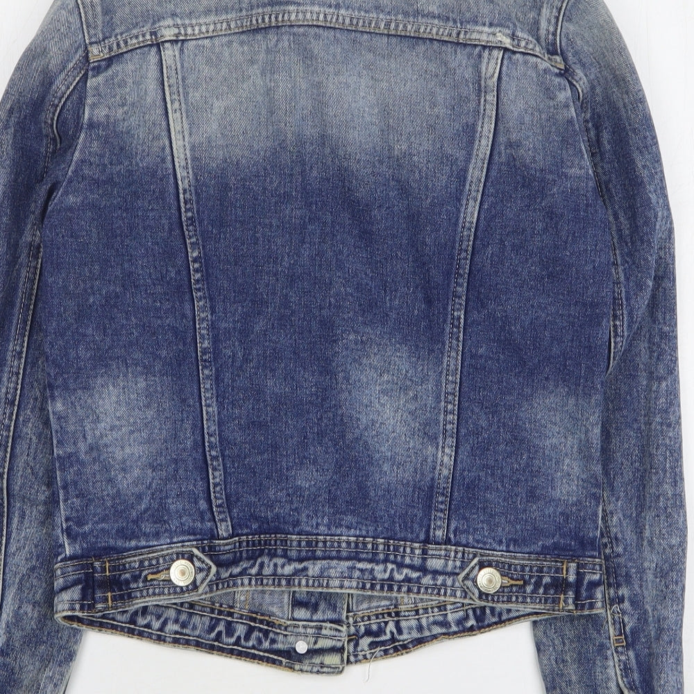 Denim & Co. Womens Blue Jacket Size 8 Button