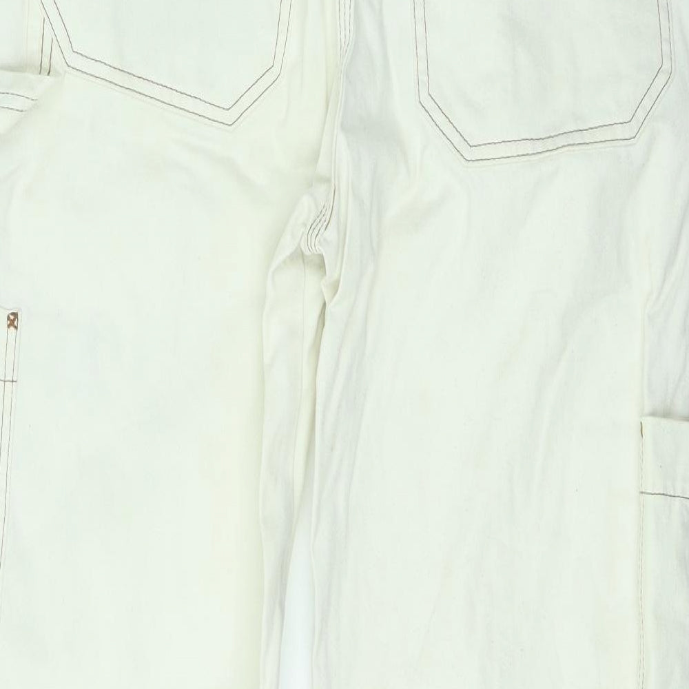 Weekday Womens White Cotton Straight Jeans Size 12 L27 in Regular Zip