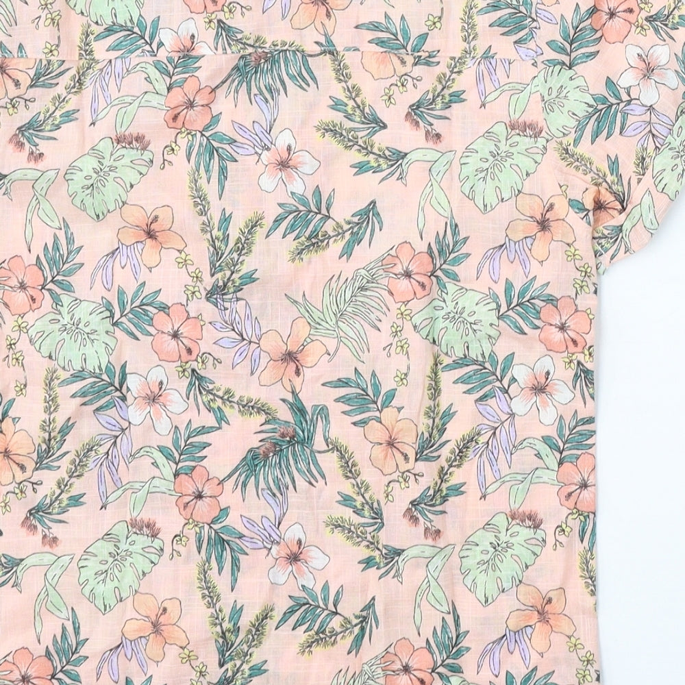 Primark Girls Pink Floral Cotton Basic Button-Up Size 10-11 Years Collared Button
