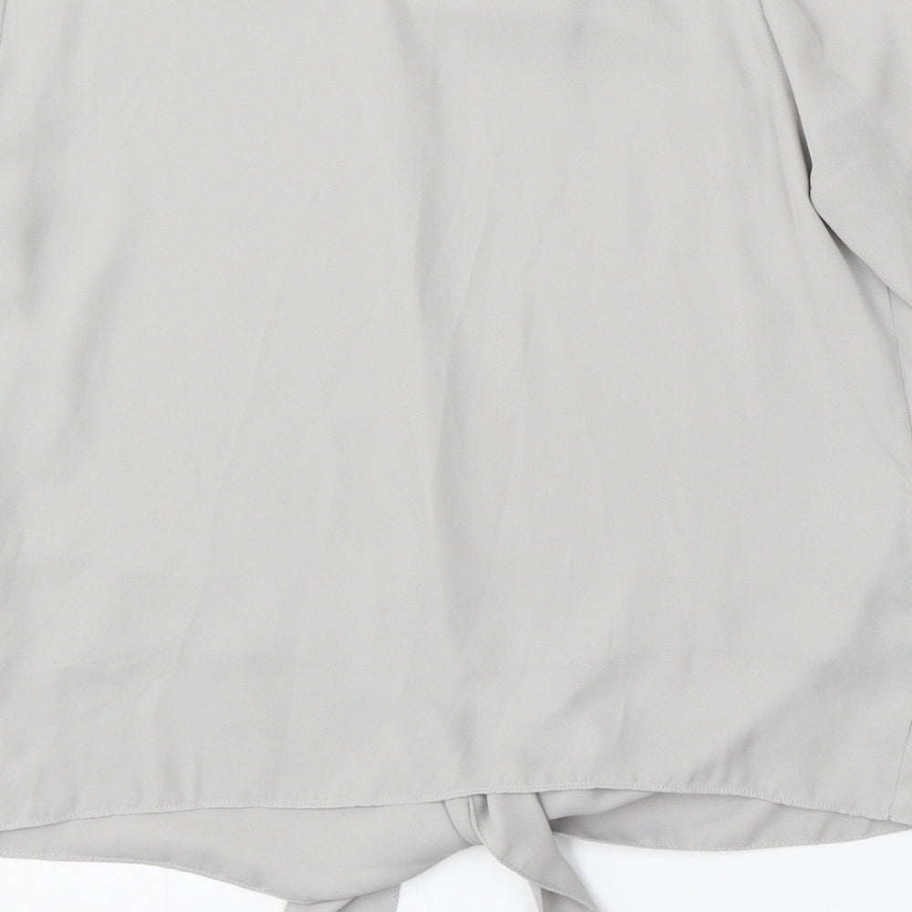 Gallery Womens Grey Polyester Basic Blouse Size 12 Round Neck