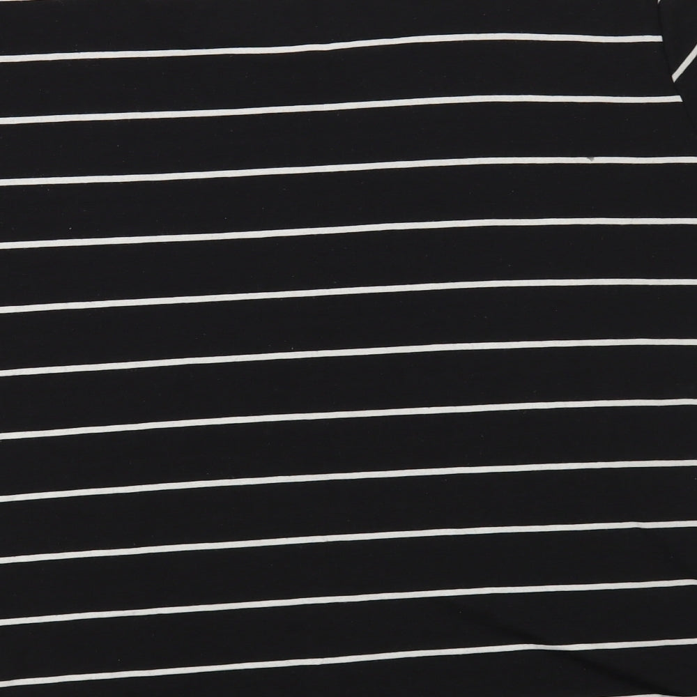 Emery Rose Womens Black Striped Polyester Basic T-Shirt Size XL Scoop Neck