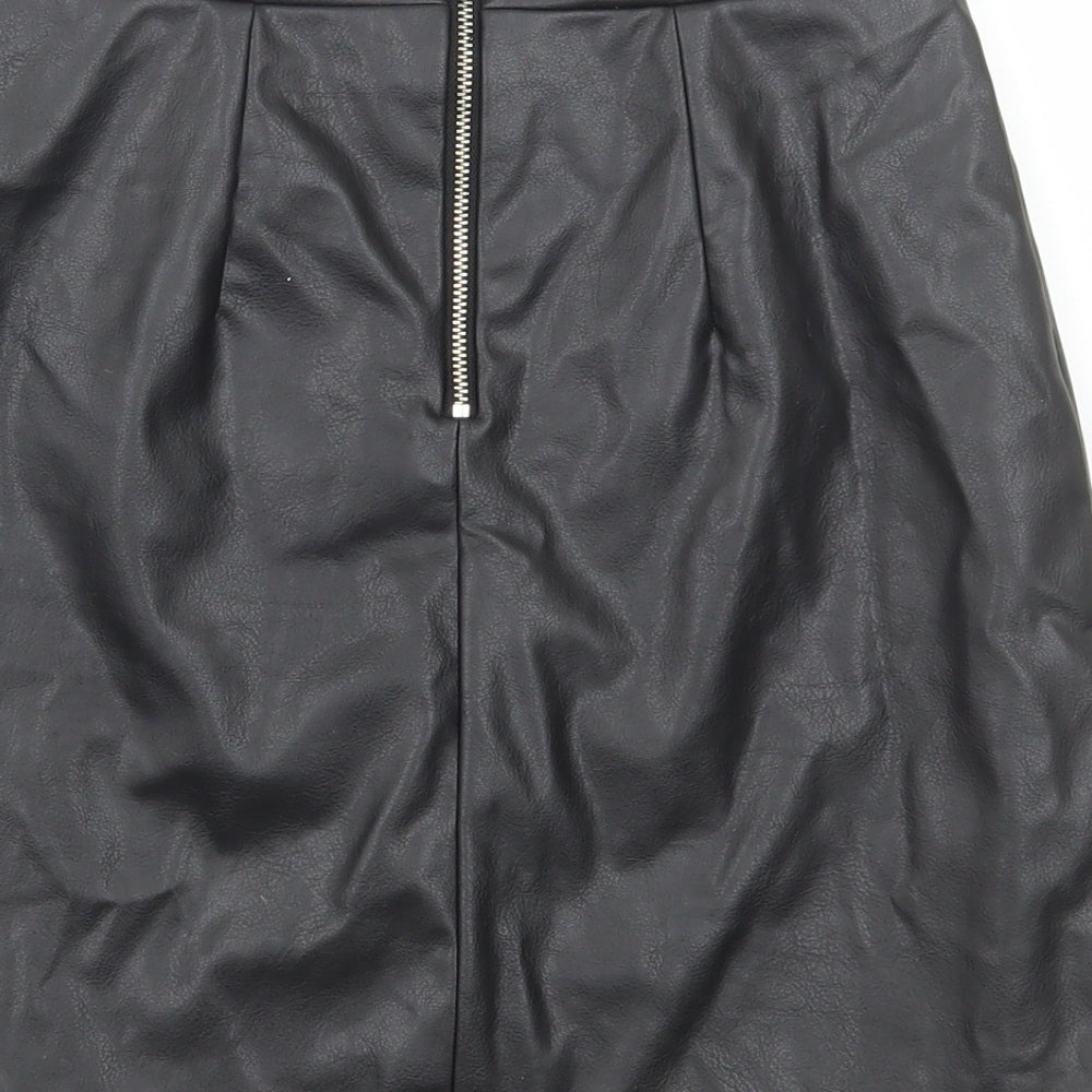River Island Womens Black Polyester A-Line Skirt Size 8 Zip