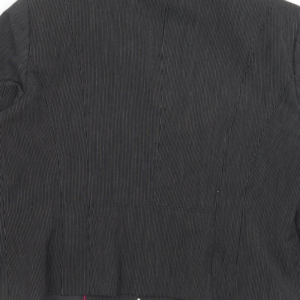Gelco Womens Black Striped Jacket Blazer Size 14 Button