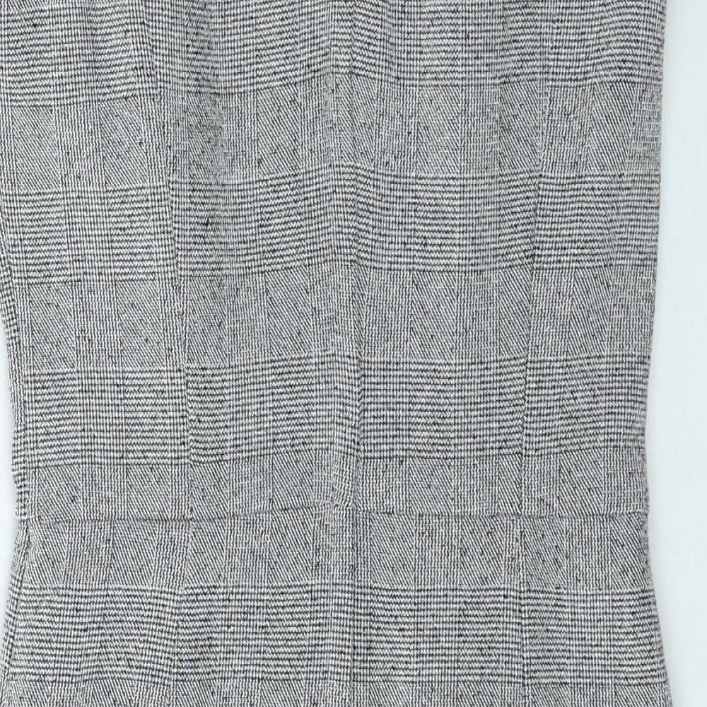 H&M Womens Grey Plaid Polyester Bodycon Size 4 Round Neck Zip