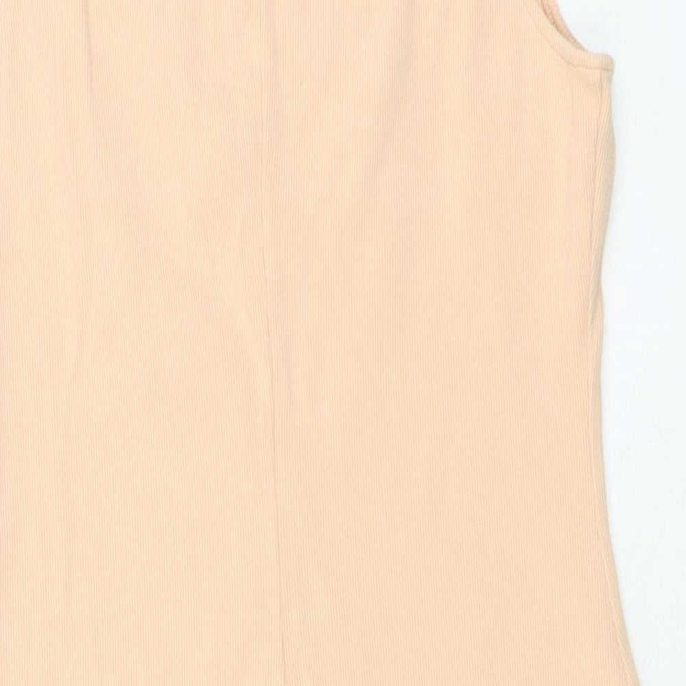 H&M Womens Pink Cotton Bodycon Size M Square Neck Pullover
