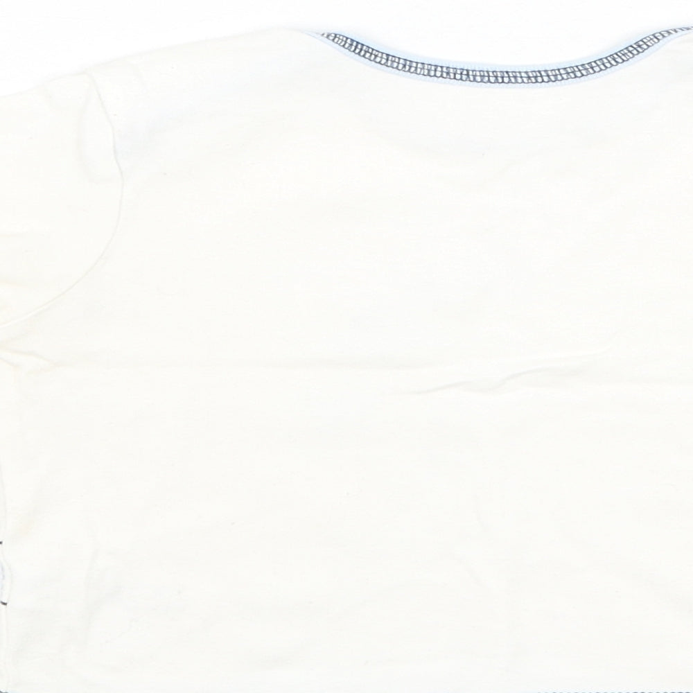 George Boys White Cotton Basic T-Shirt Size 6-9 Months Round Neck Pullover - Bear