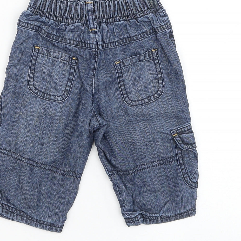 Marks & Spencer Boys Blue Cotton Capri Jeans Size 3-6 Months Button - Little Nature Trailer