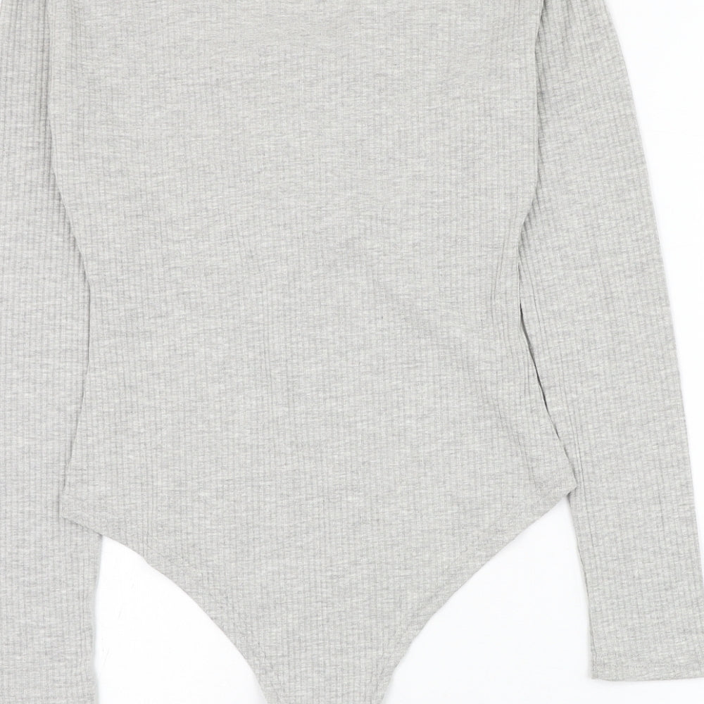 Dicloud Womens Grey Polyester Bodysuit One-Piece Size S Snap