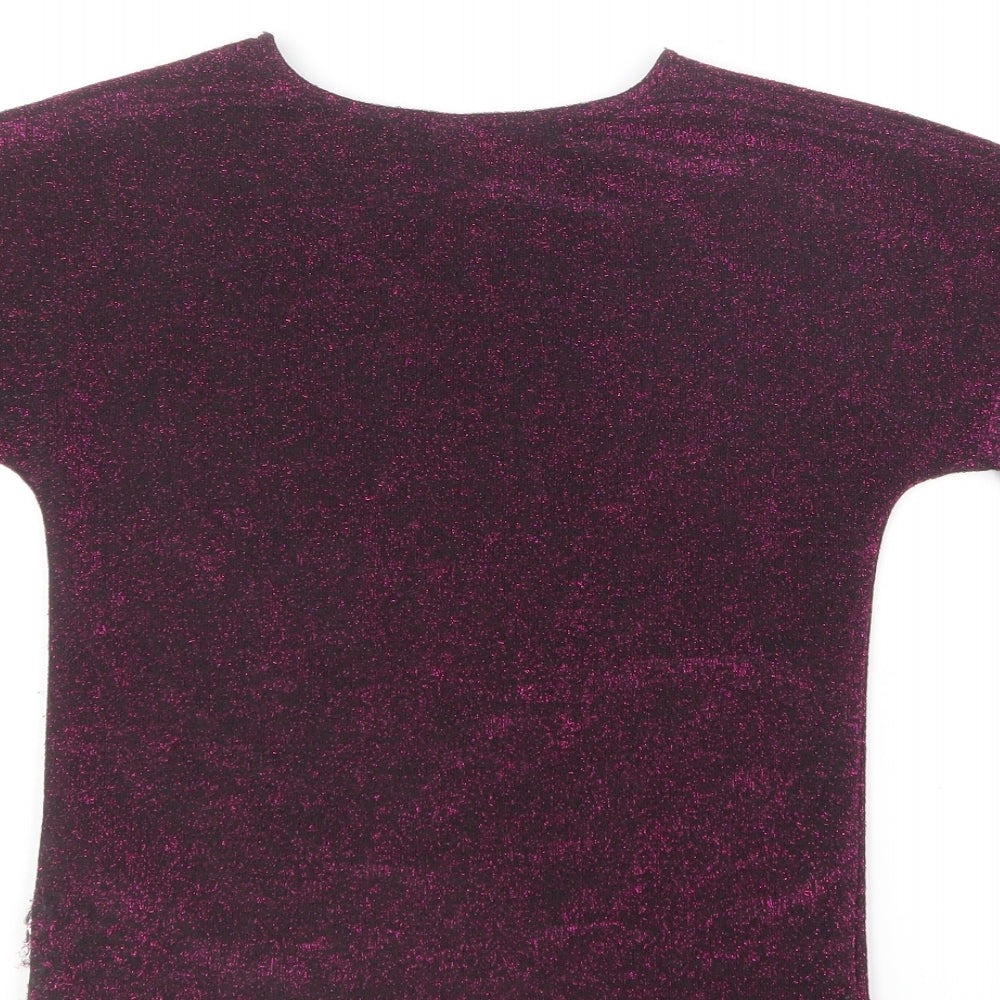 TU Girls Purple Polyester Basic T-Shirt Size 6 Years Round Neck Pullover