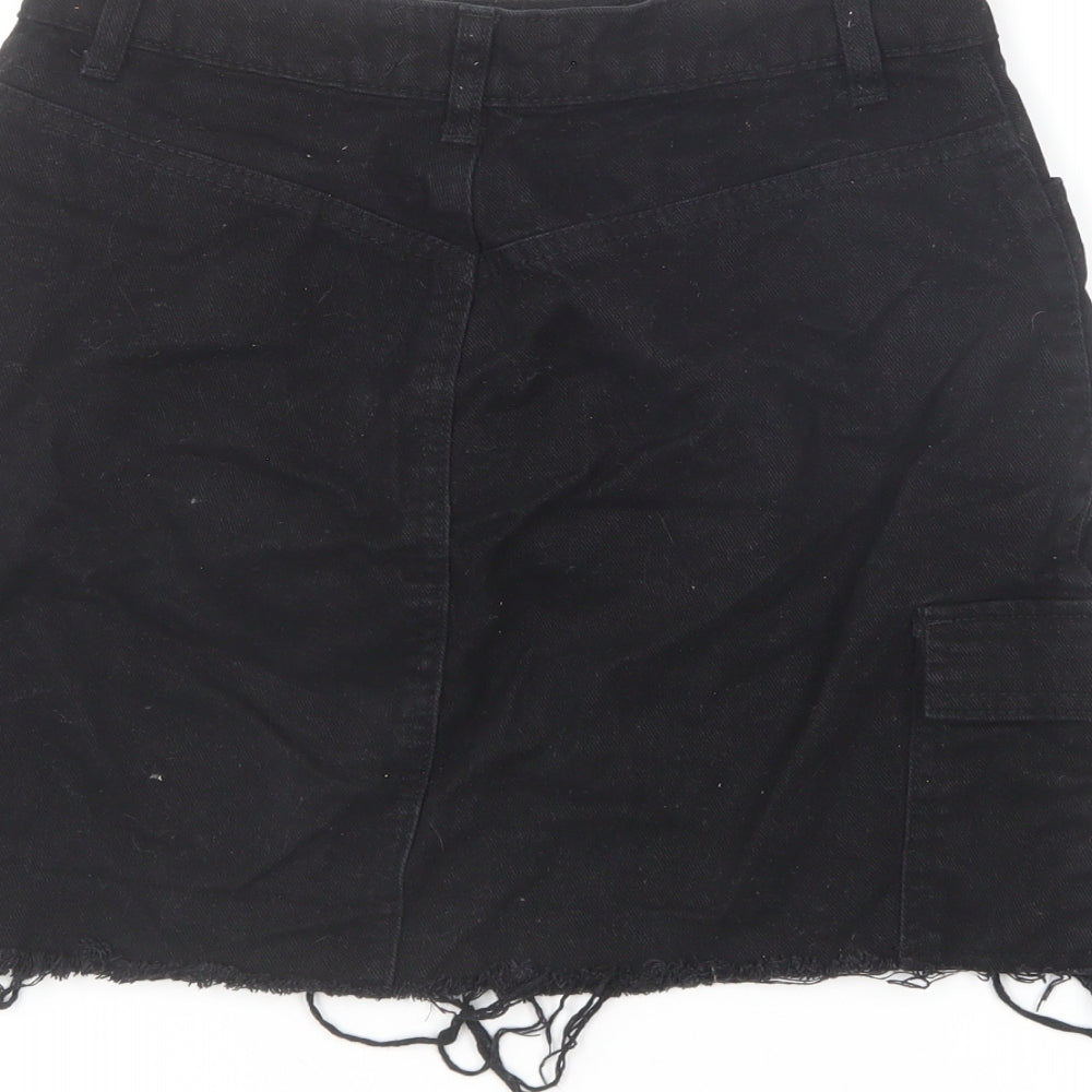 Denim & Co. Womens Black Polyester Mini Skirt Size 10 Button
