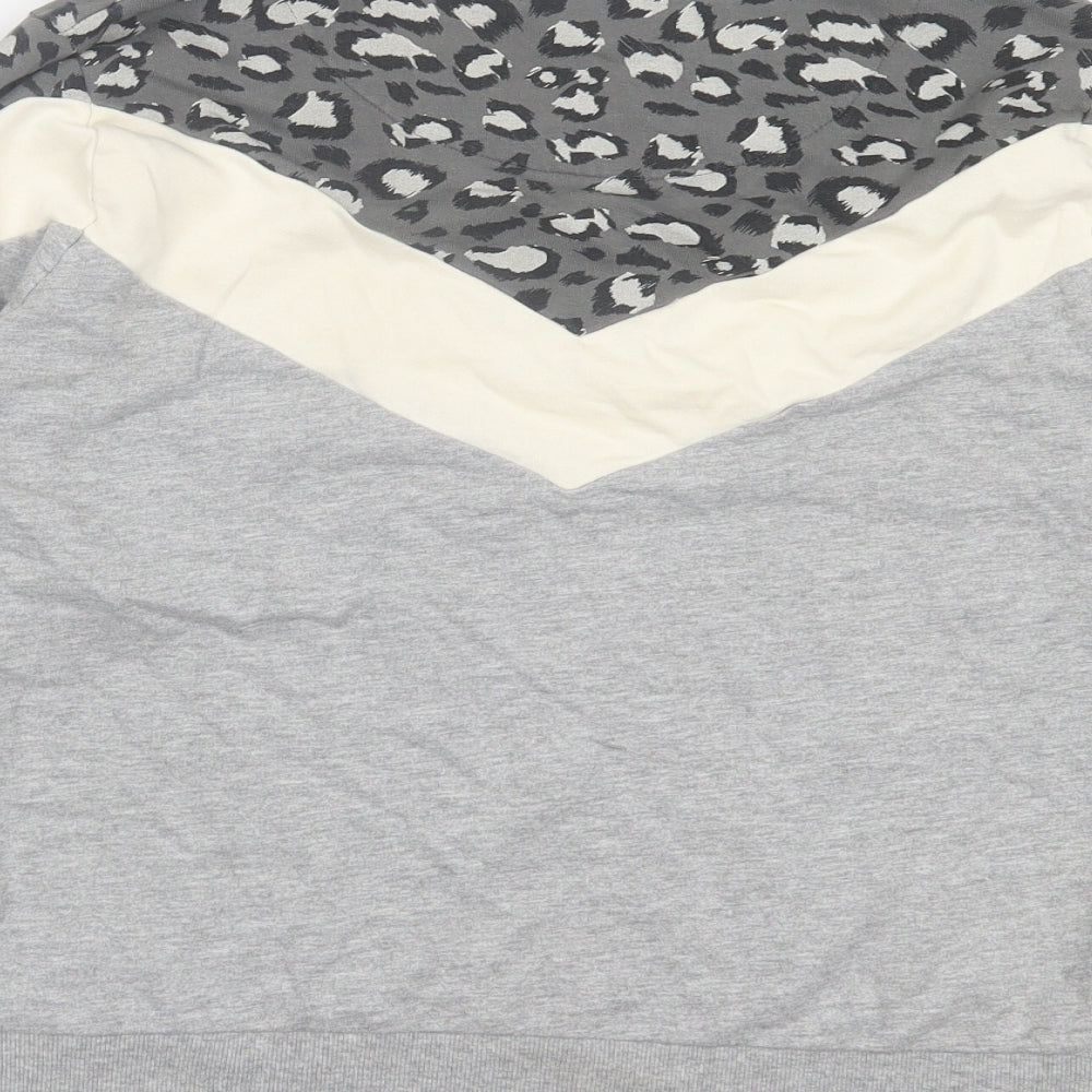 TU Womens Grey Animal Print Cotton Pullover Sweatshirt Size 8 Pullover