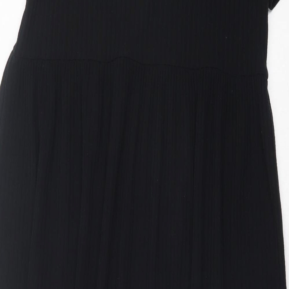 New Look Womens Black Polyester A-Line Size 8 Crew Neck Pullover - Ribbed Fabric
